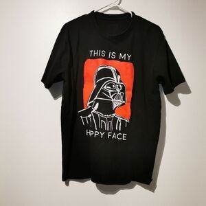 STAR Wars Darth Vader Black And Red This Is My Happy Face T Shirt Medium